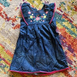 Healthex Denim Chambray Dress Flower Accent